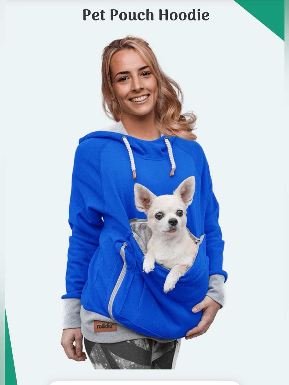 Royal Blue Women's Pet Pouch Hoodie with Front Carrier
